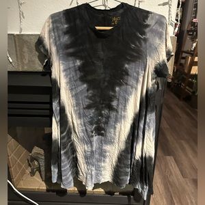 Mumu Mellow Black and Gray Tie Dye Tunic Dress